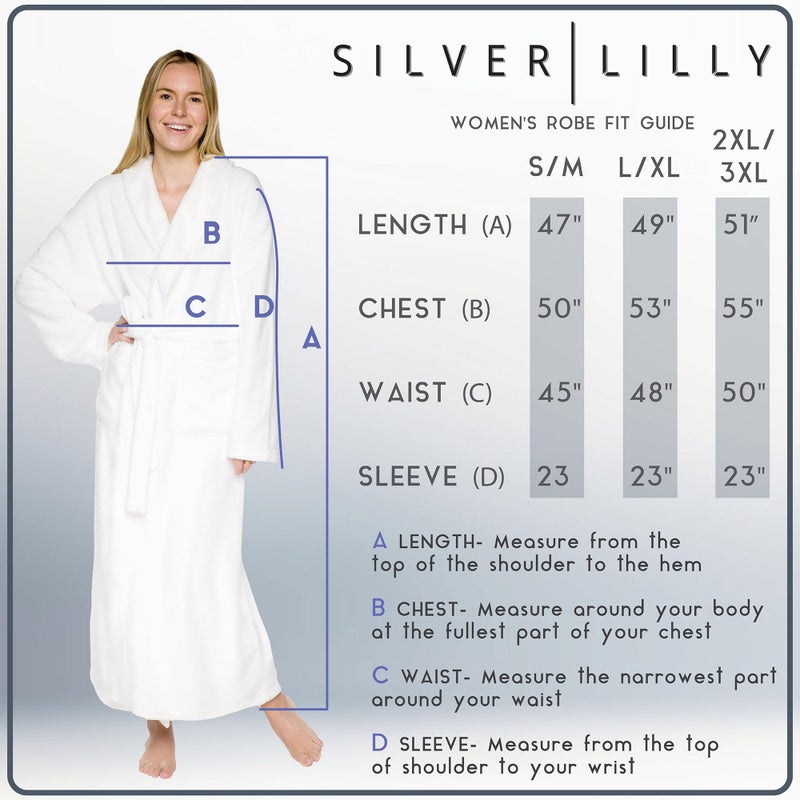 Silver Lilly Premium Womens Robe with Shawl Collar, Plush Fleece Long Bath Robe for Women, Fluffy, Warm, Fleece Women's Bathrobe- Large-X-Large - White - Image 3
